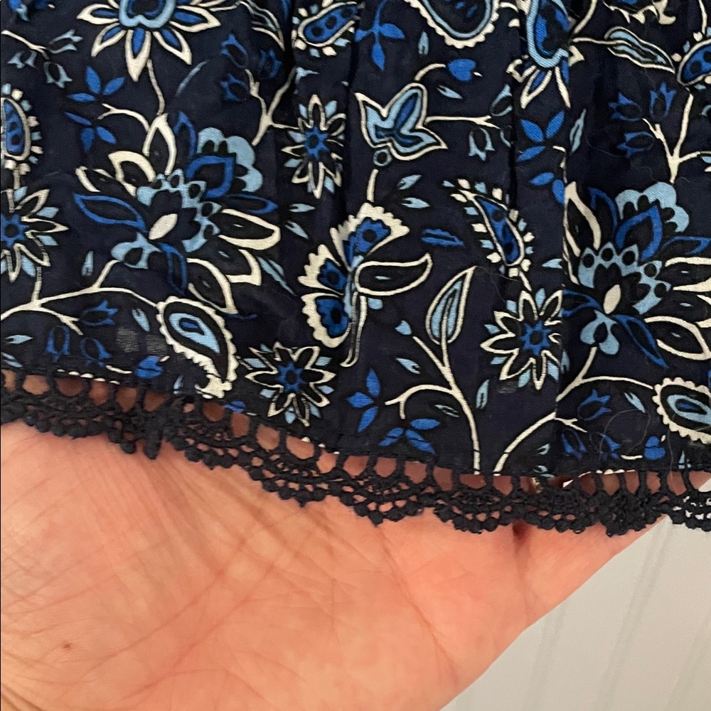 LOFT Dark Blue Floral Patterned Long Sleeve Blouse | Large NWT - Picture 7 of 14